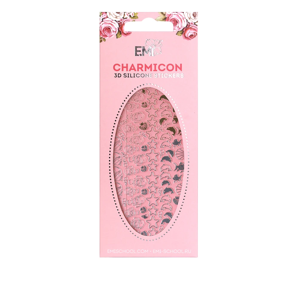 Наклейки для ногтей E.MI Charmicon 3D Silicone Stickers (Рыбки № 47 золото/серебро)