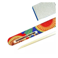 Набор одноразовый Wonderfile (пилка с принтом 100/180 бафф 180/240 апельсин палочка) для маникюра