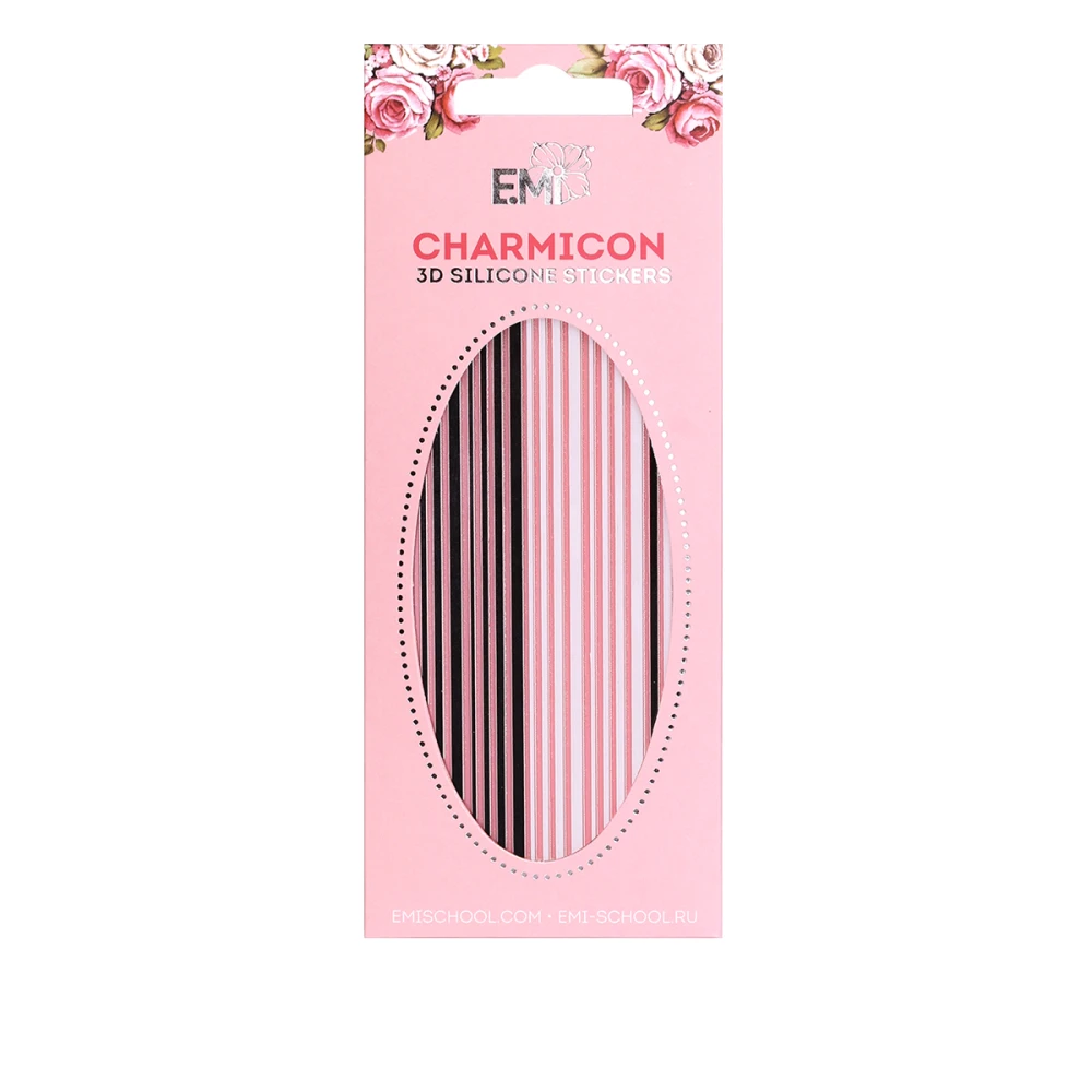 Наклейки для ногтей E.MI Charmicon 3D Silicone Stickers (Линии № 42 черные/белые)