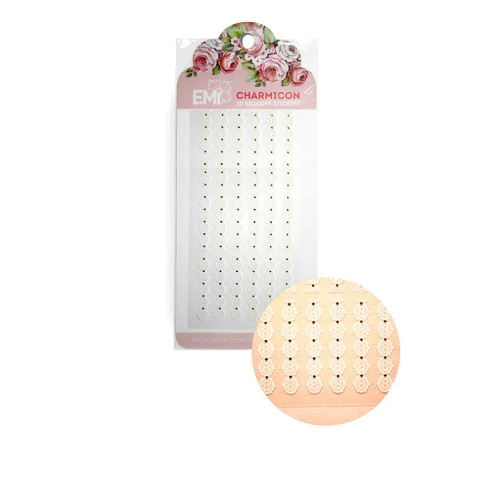 Наклейки для нігтів E. Mi Charmicon 3D Silicone Stickers (Орнамент білий № 3)