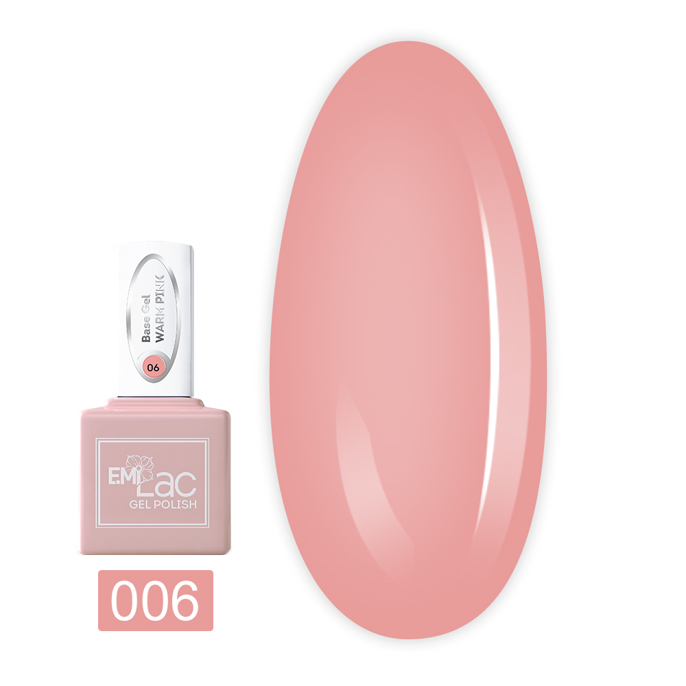 Гель-лак E.MI Lac Base Gel камуфлюючий 9 мл (06 Теплий рожевий)