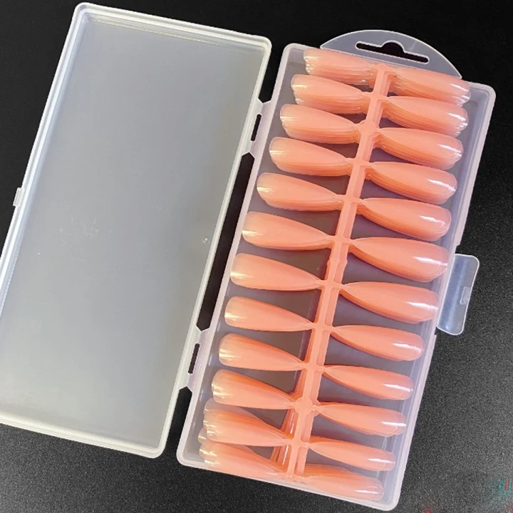 Типсы камуфлирующие гелевые для ногтей в пластиковом контейнере 240 штук стилет (№2 Natural)