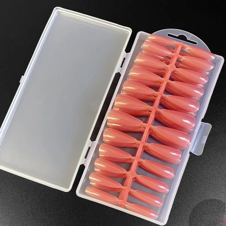 Типсы камуфлирующие гелевые для ногтей в пластиковом контейнере 240 штук стилет (№3 Pink)