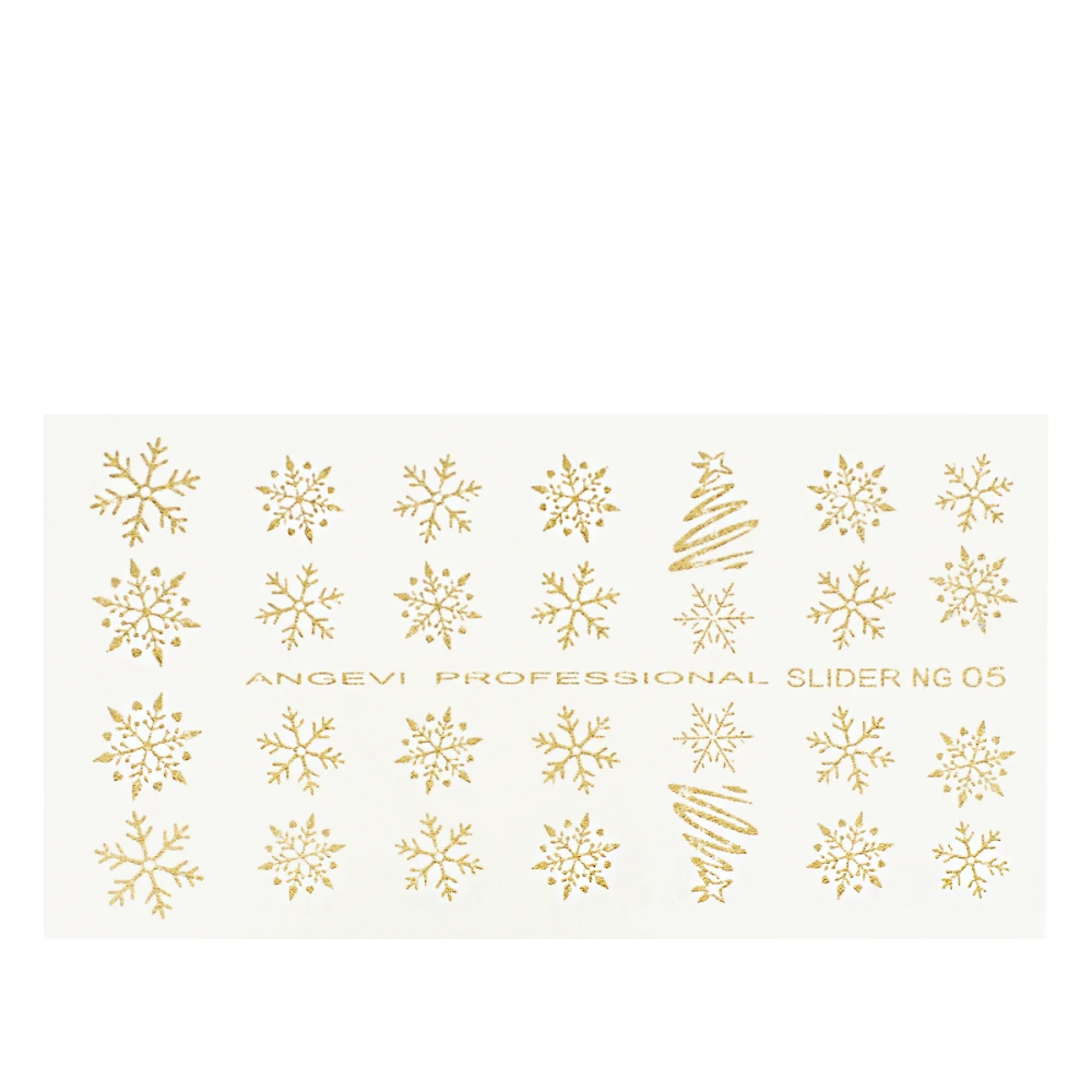 Наклейки NailStory новорічні (Сніжинки NG-05 золото)