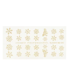 Наклейки NailStory новорічні (Сніжинки NG-05 золото)