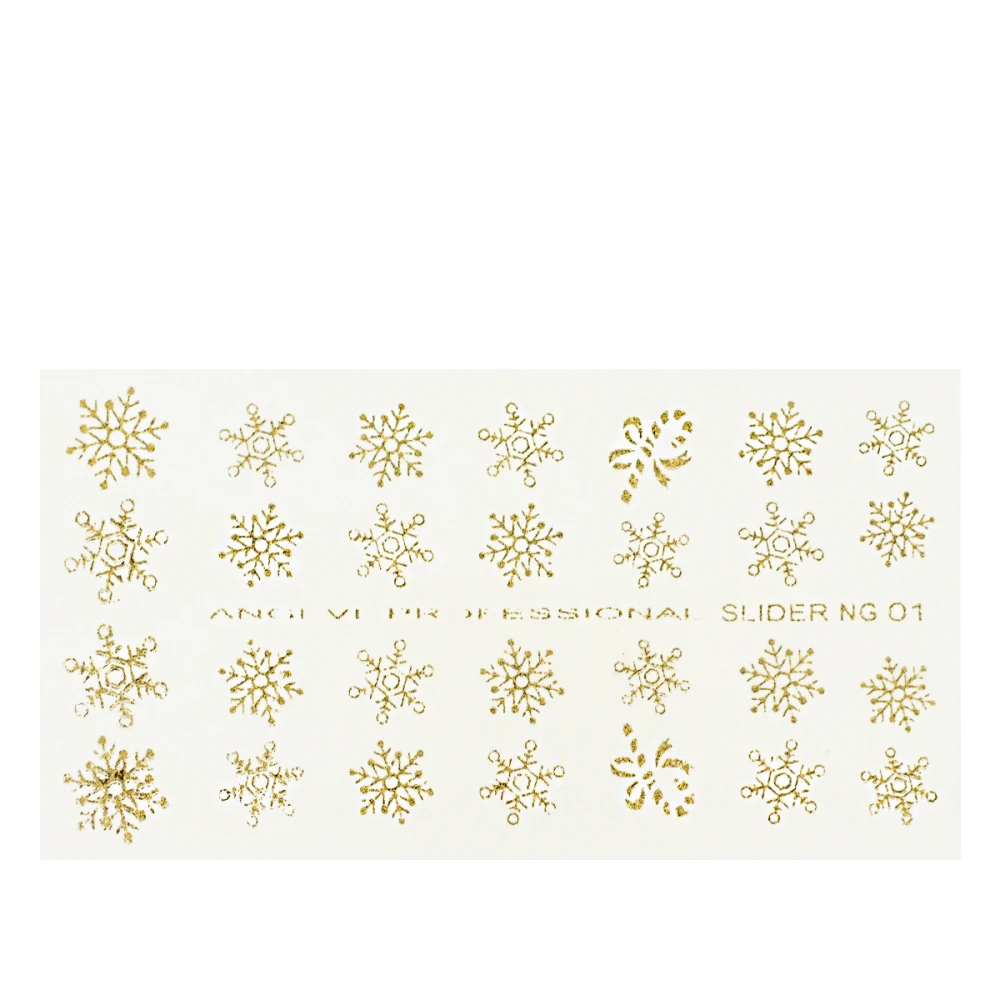 Наклейки NailStory новогодние (Снежинки NG-01 золото)