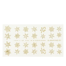Наклейки NailStory новогодние (Снежинки NG-01 золото)