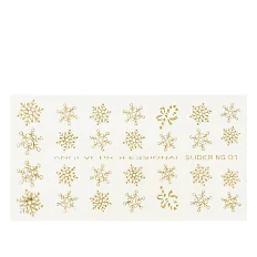Наклейки NailStory новорічні (Сніжинки NG-01 золото)