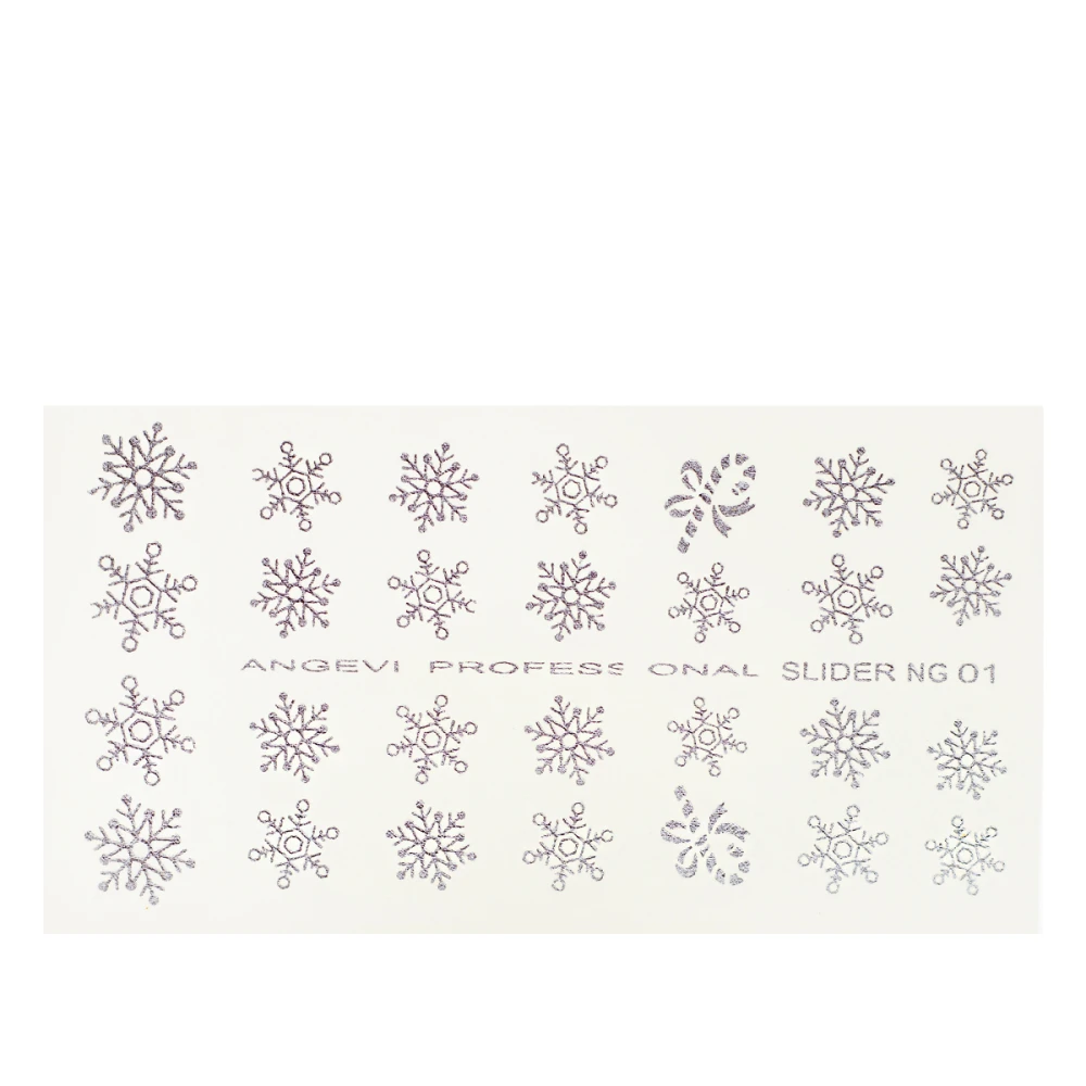 Наклейки NailStory новогодние (Снежинки NG-01 серебро)