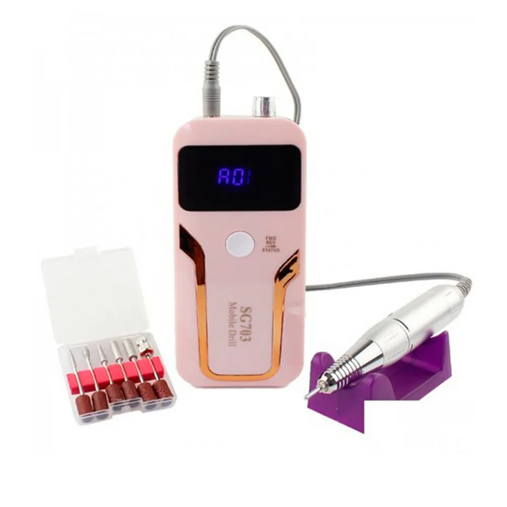 Фрезер портативний на акумуляторі SG 703 35W 35000 об (Рожевий)