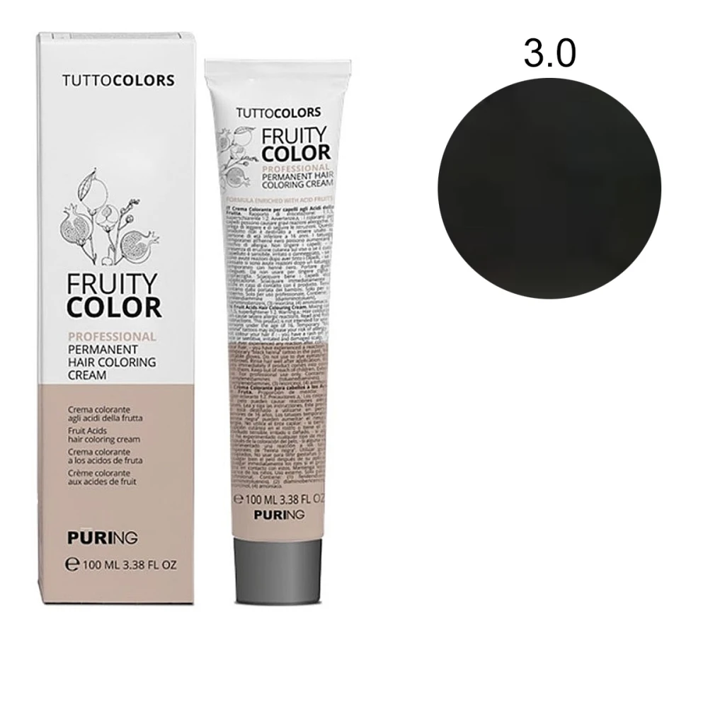 Краска-крем Puring Fruity Color с фруктовыми кислотами 100 мл (3-0)