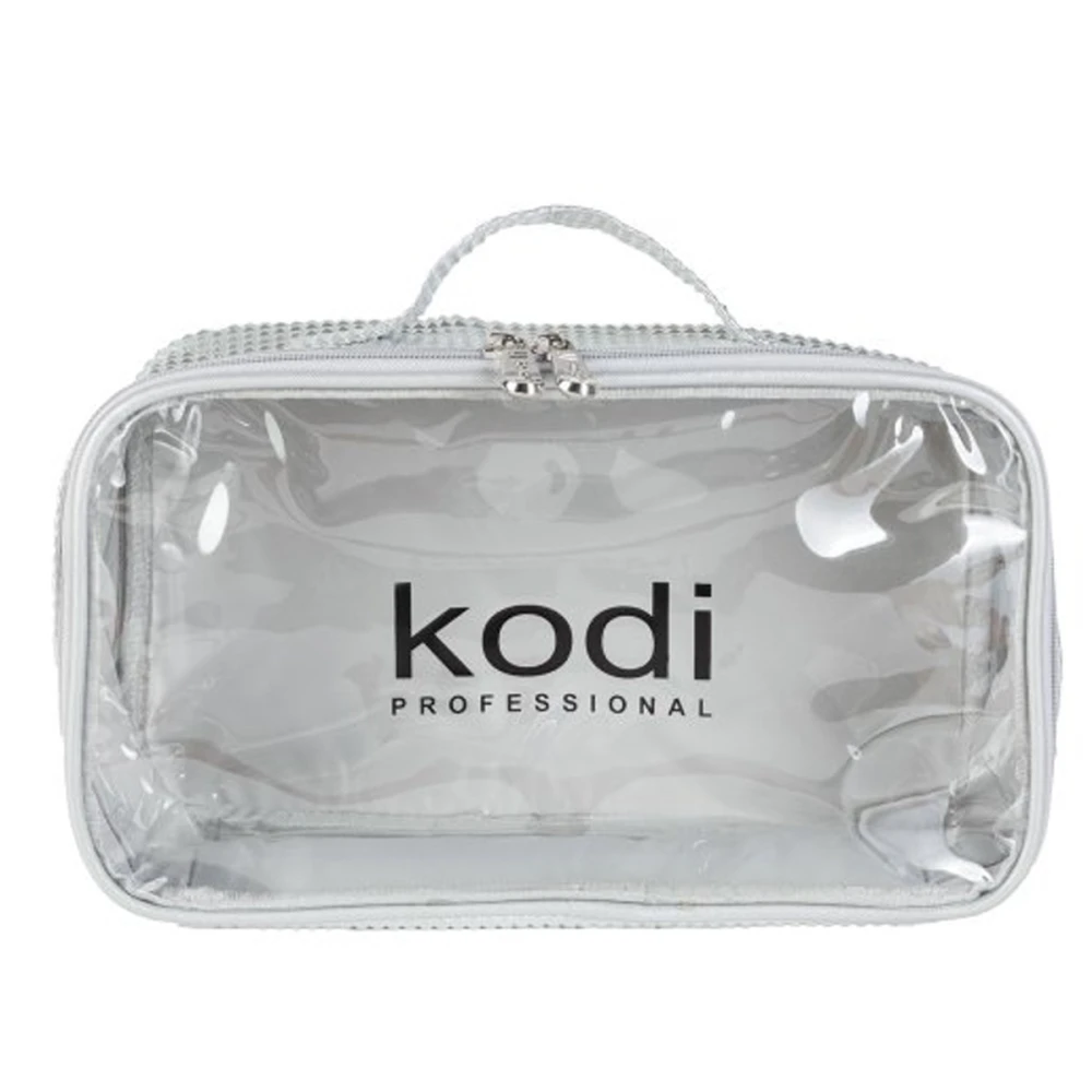 Косметичка KODI Aquarium з прозорим верхом сріблясті соти