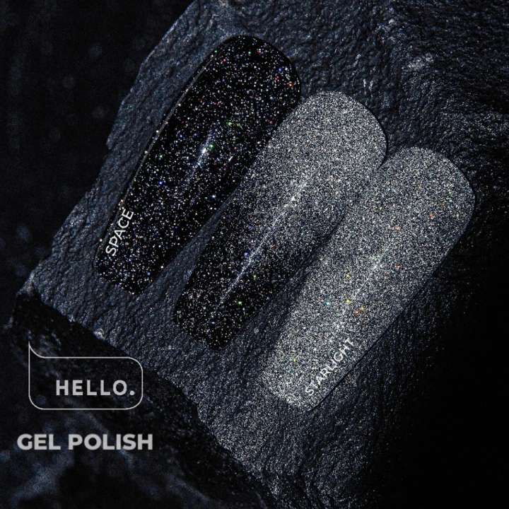 Гель лак Heylove 15 мл (004 SPACE черный с голографическим и светоотражающими частицами)
