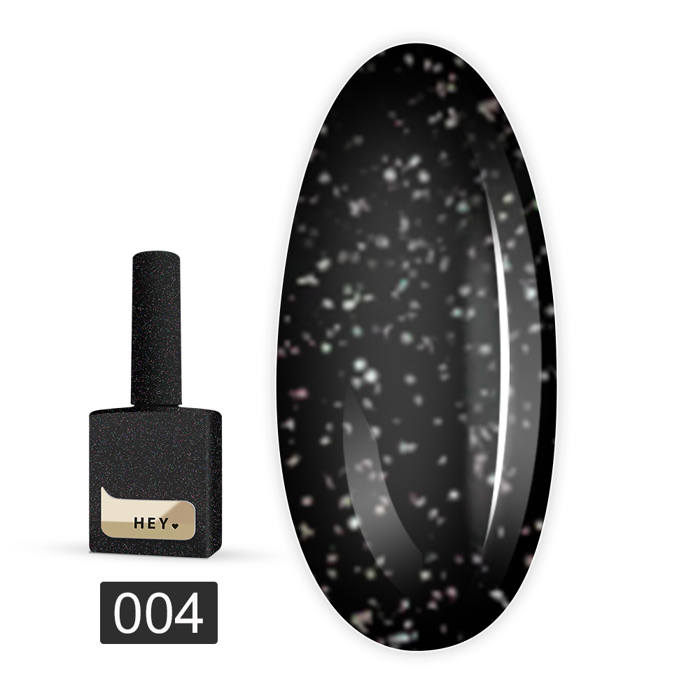 Гель лак Heylove 15 мл (004 SPACE черный с голографическим и светоотражающими частицами)