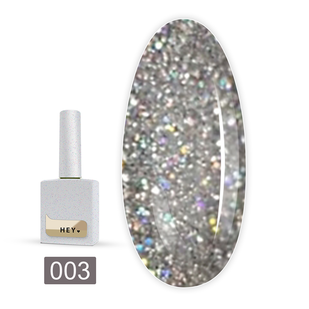 Гель лак Heylove 15 мл (003 STARLIGHT серебряный с голографическим шимером)