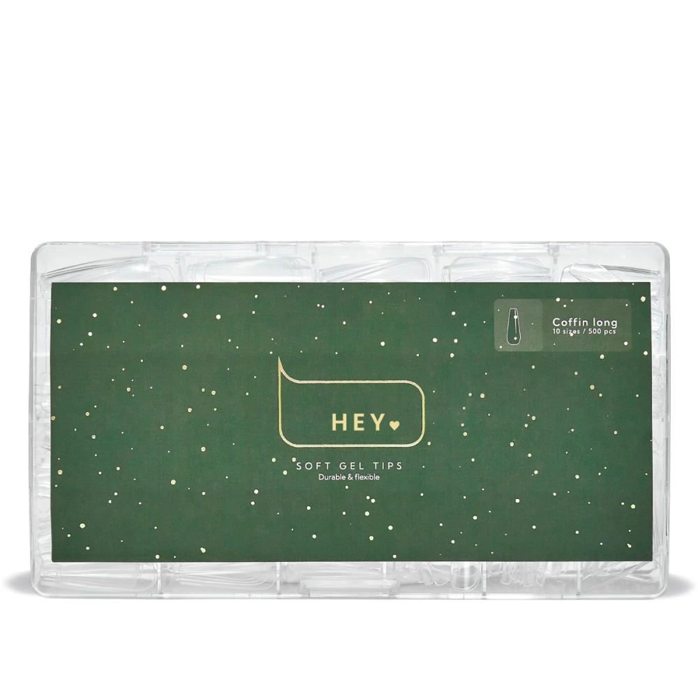 Тіпси гелеві для нарощування Heylove 500 шт (Coffin Long (балерина довга))