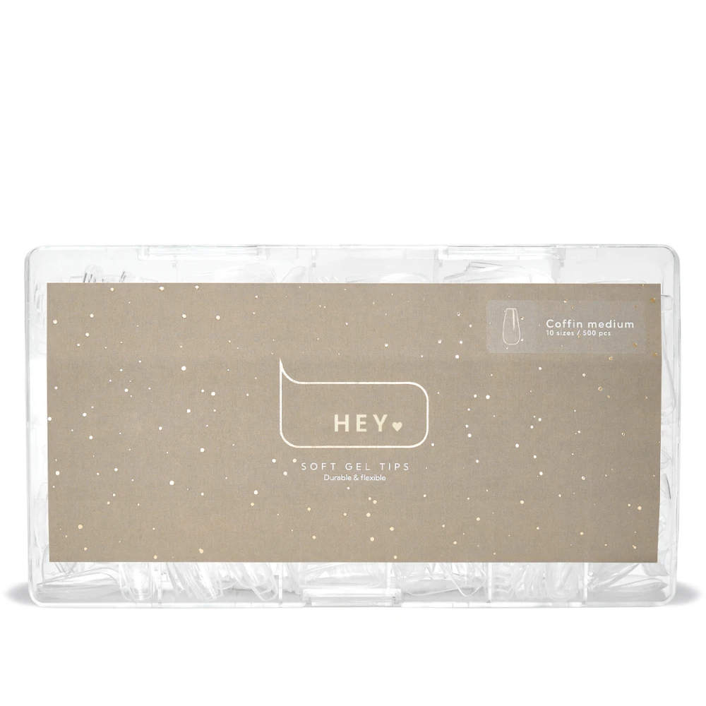 Тіпси гелеві для нарощування Heylove 500 шт (Coffin Medium (балерина середня))