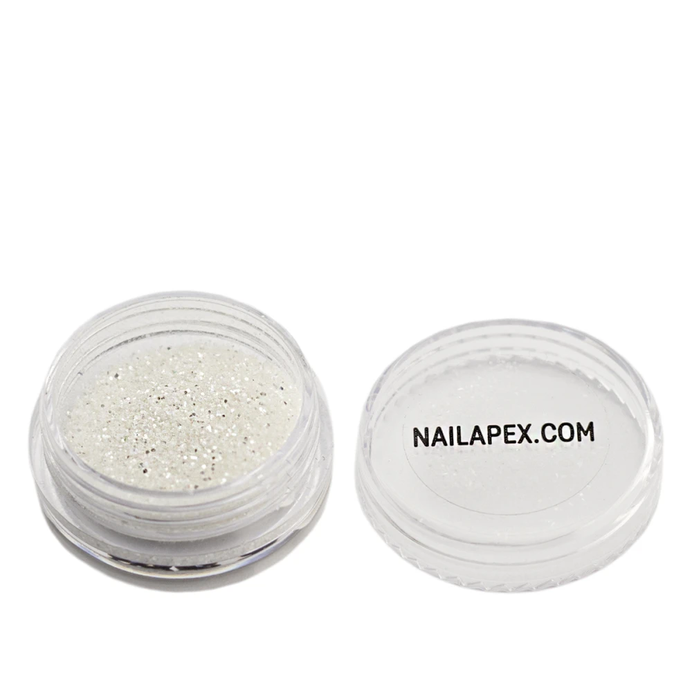 Декор "песок" в баночке (145 белый с зеленовато-розовым мерцанием мелкий)