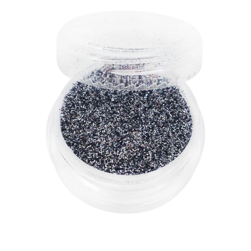 Глиттер в баночке (темное серебро)