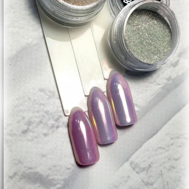 Пыль-втирка NailApex Rainbow (Bomb нежно-розовая с голограммой)