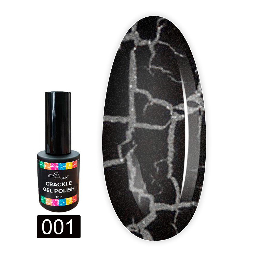 Гель лак NailApex "кракелюр" 10 мл (01 черный)
