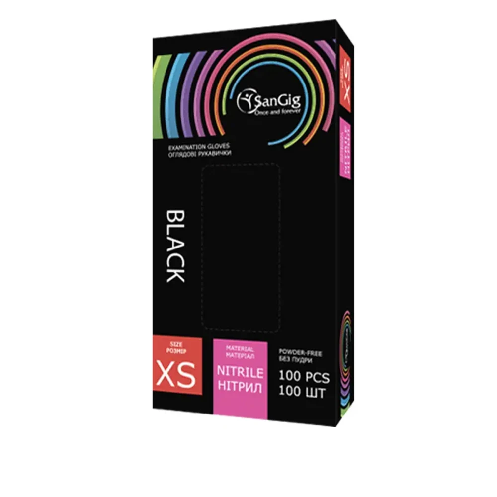 Перчатки Нитриловые Черные SanGig (XS)