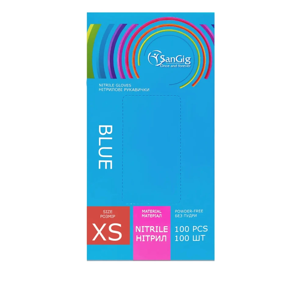 Перчатки Нитриловые Голубые SanGig (XS)