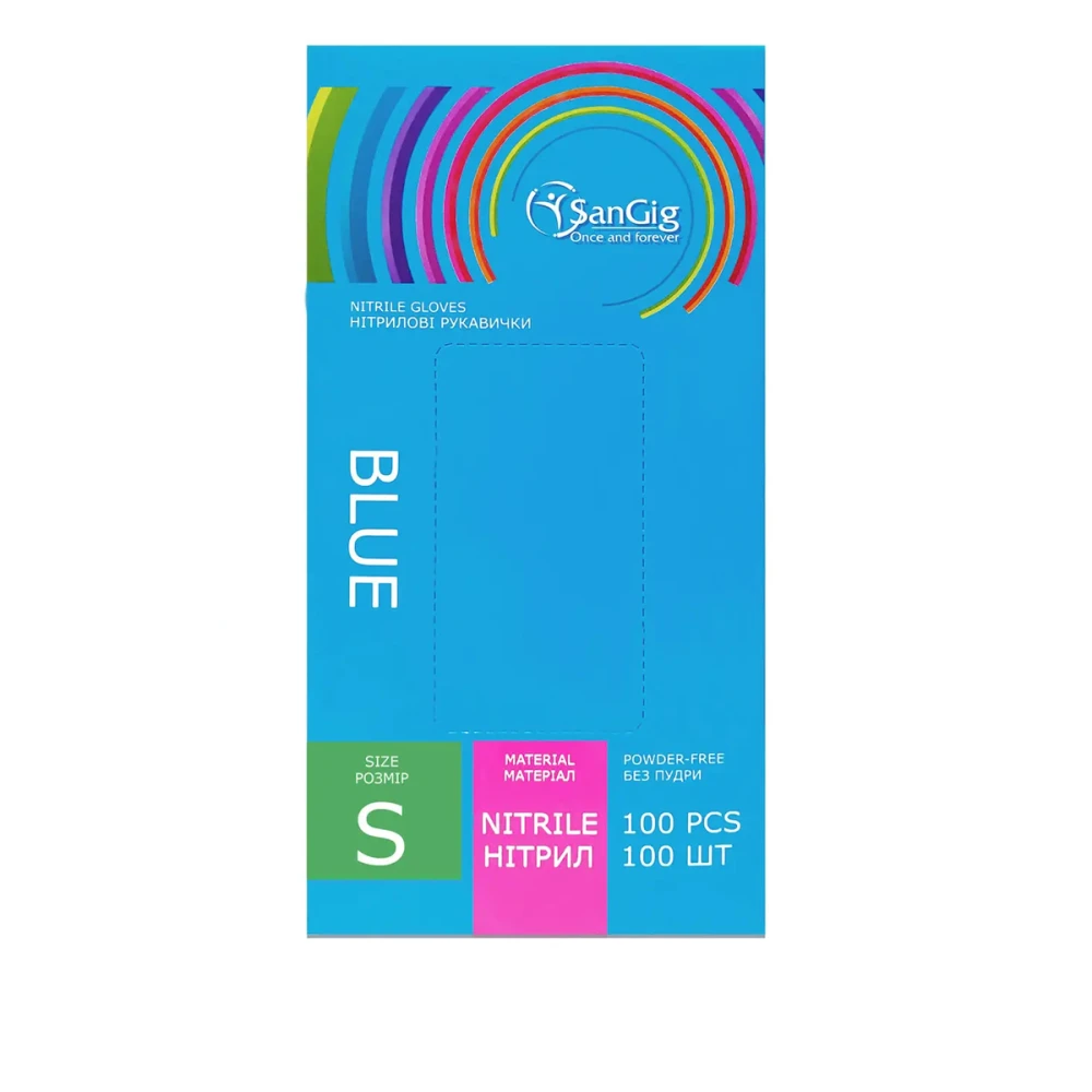 Перчатки Нитриловые Голубые SanGig (S)