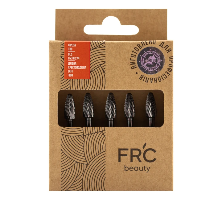 Фреза ТВС DLC Пуля 274 дрібна хрестоподібна (XF) 5шт (червона 060)