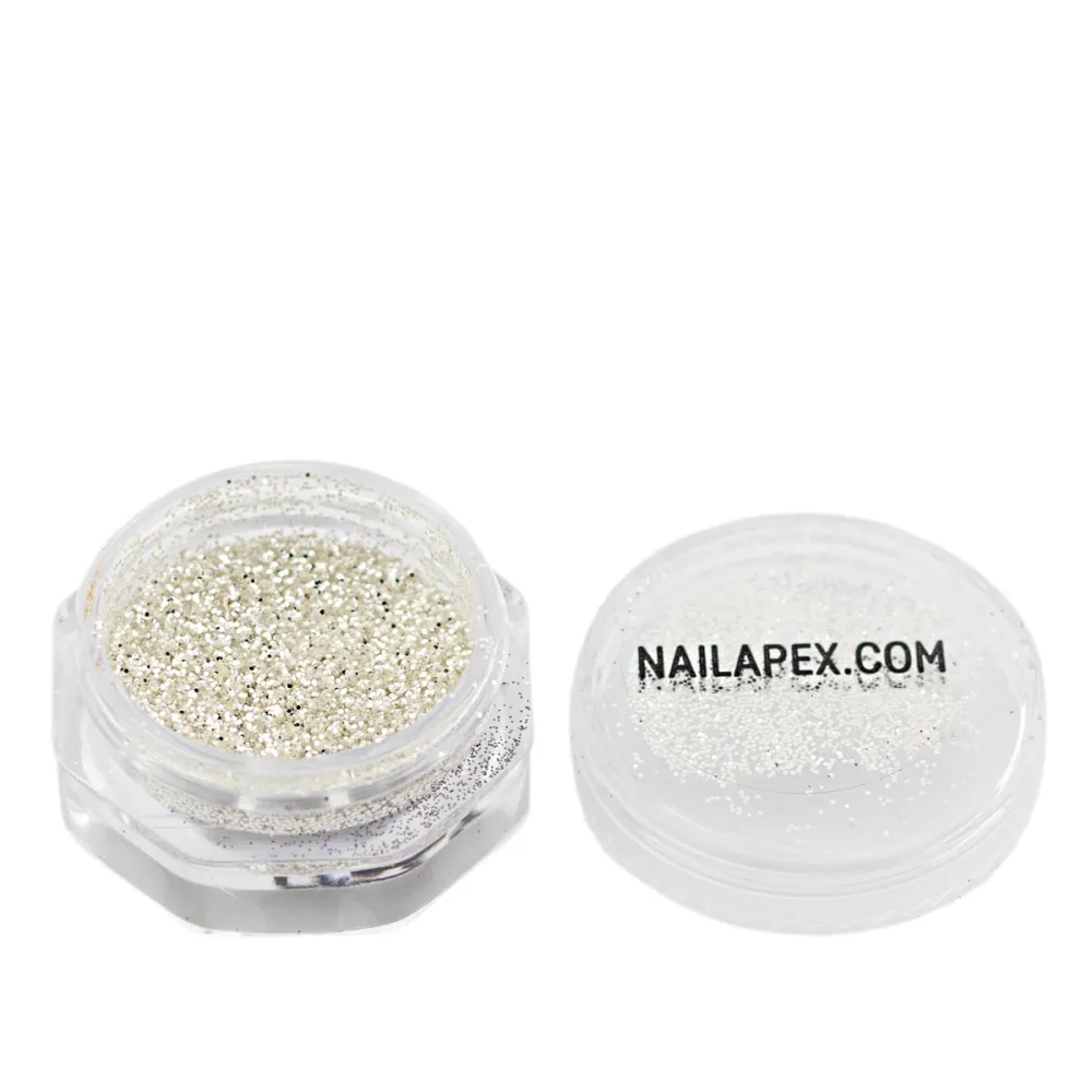 Декор "песок" NailApex в баночке (84 серебро белое (мелкое))