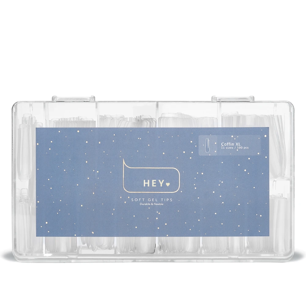 Тіпси гелеві для нарощування Heylove 500 од (Coffin XL (балерина XL))