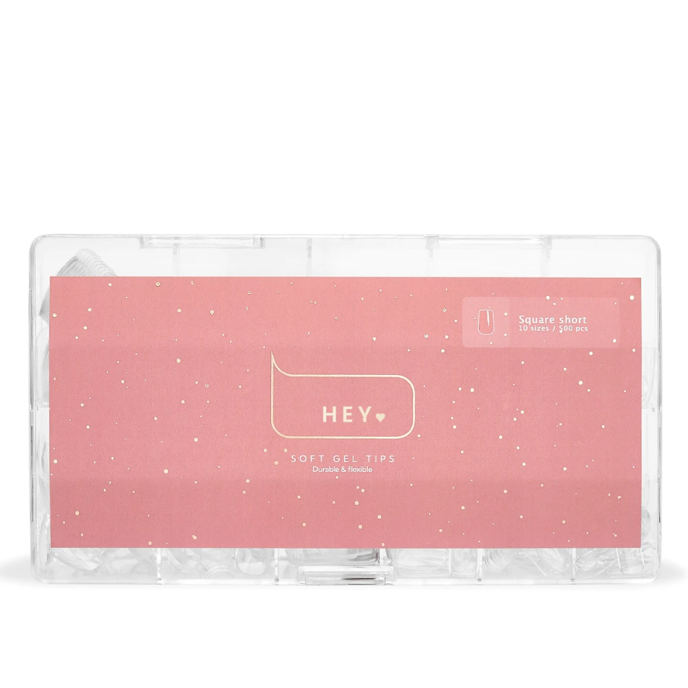 Тіпси гелеві для нарощування Heylove 500 од (Square Shot (короткий квадрат))
