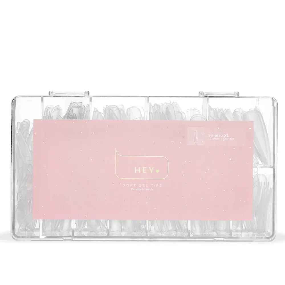 Типсы гелевые для наращивания Heylove 500 ед (Stiletto XL (стилет XL))