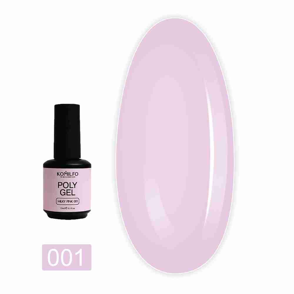 Гель KOMILFO PolyGel 15 г (001 Milky Pink)