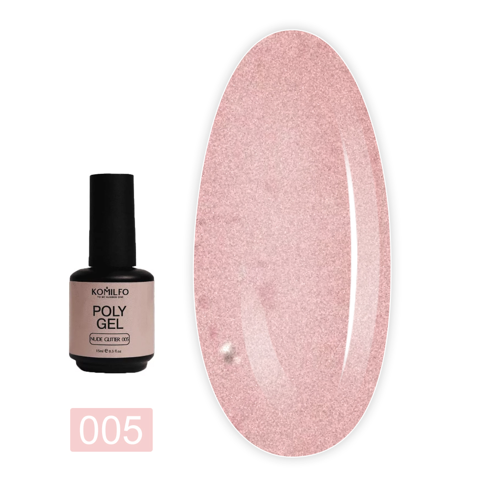Гель KOMILFO PolyGel 15 г (005 Nude Glitter)