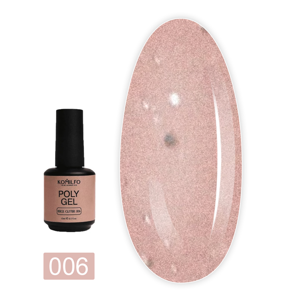 Гель KOMILFO PolyGel 15 г (006 Beige Glitter)