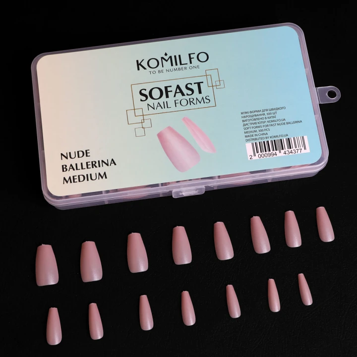 Формы KOMILFO SoFast мягкие для быстрого наращивания ногтей 360 шт (Nude Ballerina Medium)