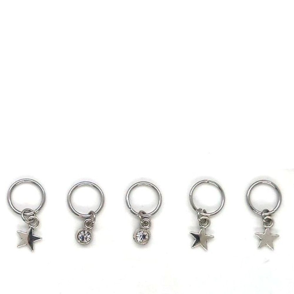 Пирсинг для волос 5 ед/уп (звездочки кристалл)