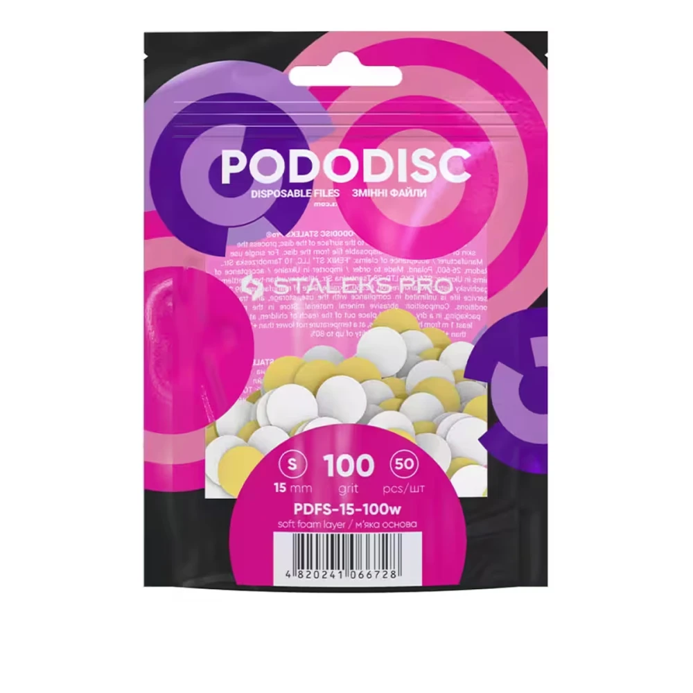 Файл змінний для педикюрного диска білий на м'якій основі Сталекс PODODISK PRO S 50 шт (100 grit)