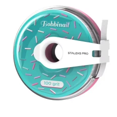 Файл-лента белый сменный в пластиковой катушке Сталекс Bobbinail с клипсой Expert 100 грит 8 м