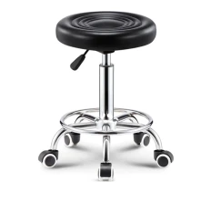 Стул мастера Аврора круглый на колесах без спинки (Черный)