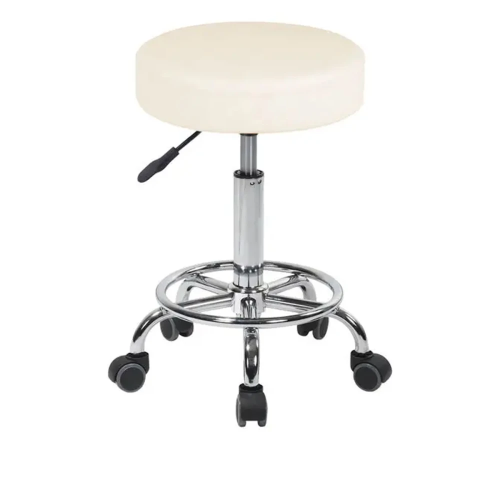 Стул мастера Аврора круглый на колесах без спинки (Слоновая кость)