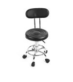 Стул мастера Аврора круглый на колесах со спинкой (Черный)