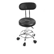 Стул мастера Аврора круглый на колесах со спинкой (Черный)