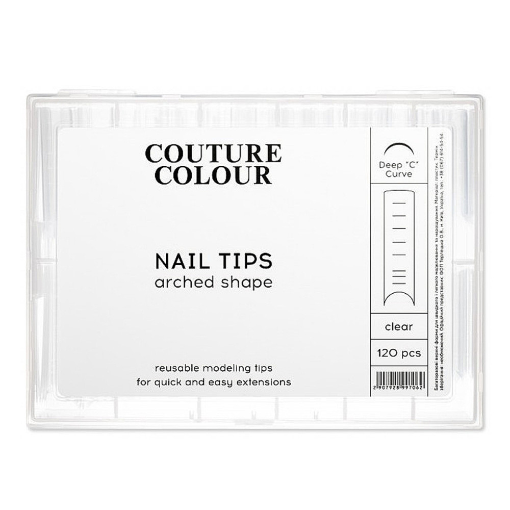 Форми верхні арочні для нарощування COUTURE Colour Nail Tips Acrhed Shape Clear 120 шт