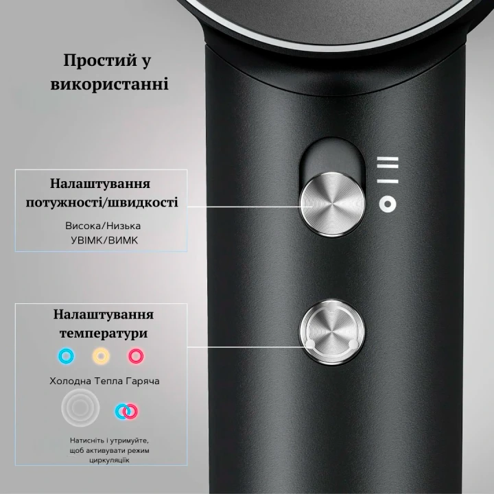 Фен Laifen Swift Special профессиональный с ионизацией 3 насадки (Черный)