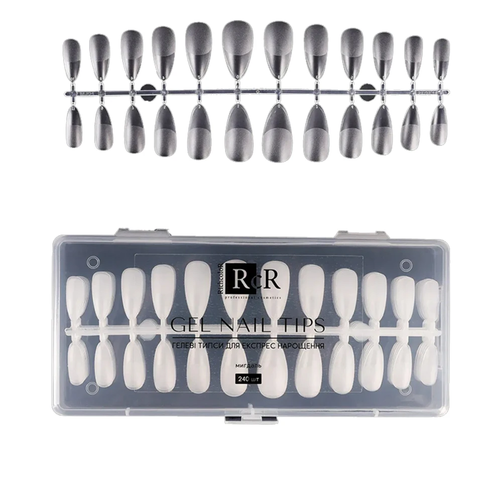 Типсы гелевые RichcoloR для ногтей в пластиковом контейнере 240 шт (Миндаль)