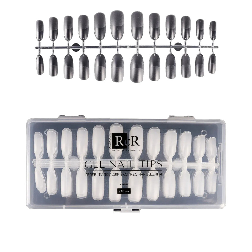 Тіпси гелеві RichcoloR для нігтів у пластиковому контейнері 240 шт (Овал)
