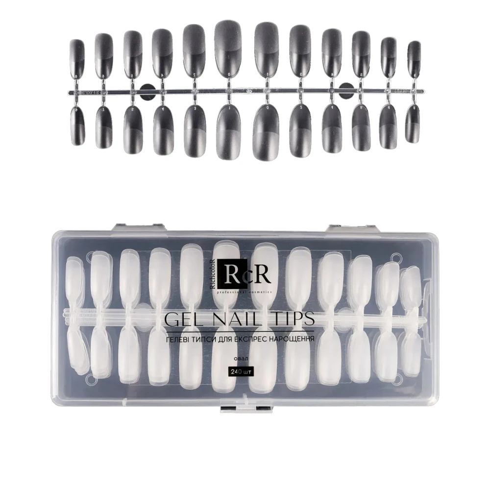 Типсы гелевые  RichcoloR для ногтей в пластиковом контейнере 240 шт (Овал)