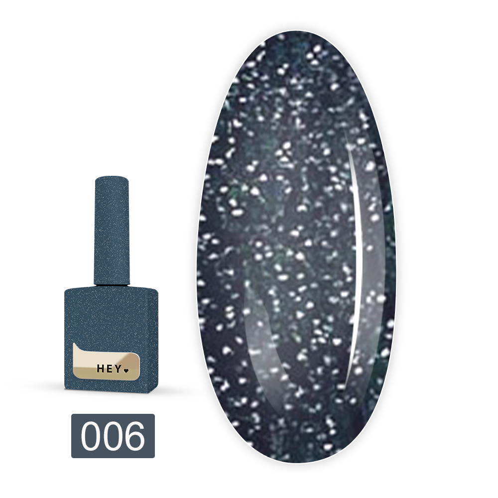 Гель лак Heylove 15 мл (006 Daringl Черный с голографическим шимером)